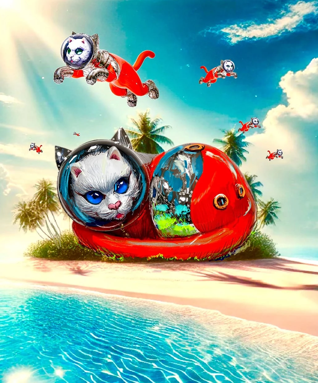 ハイパーミュージアム飯能にてヤノベケンジ「宇宙猫の秘密の島」が